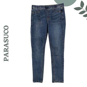 Parasuco Mid-Rise Pull-On Skinny Jeans in Classic Blue Elastic Waist Size 29